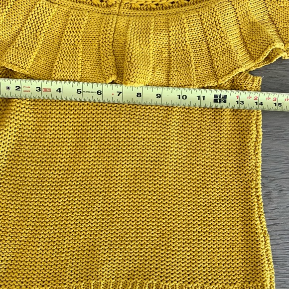 Anthropologie Sweater Size M P Marigold Yellow Cotton Off Shoulder Wide Neck - Picture 6 of 15